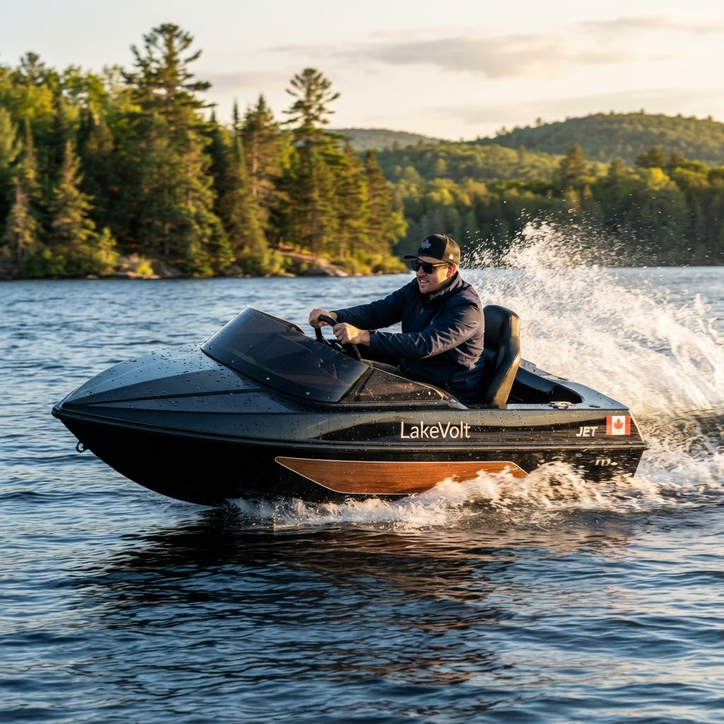 LakeVolt drifting sideways in a sharp turn on a lake
